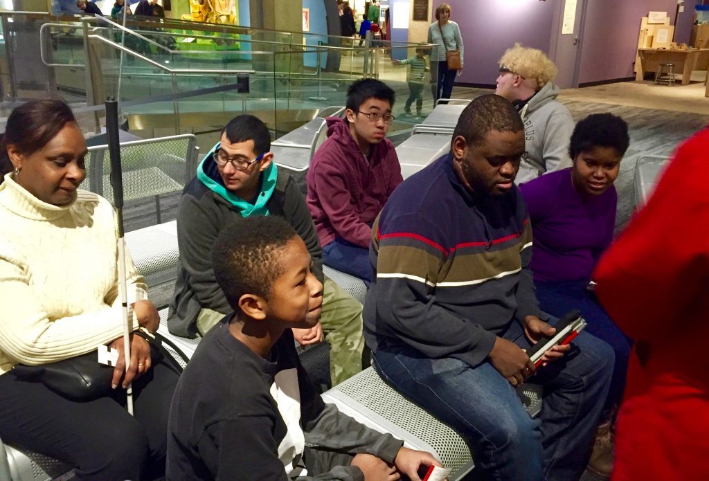 Cheryl Cumings and her students at the Museum of Science