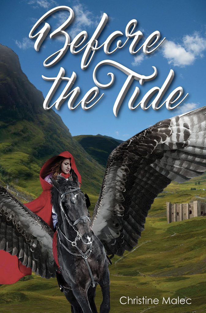 Cover of "Before the Tide," with an image of a young girl riding a winged horse through lush mountains