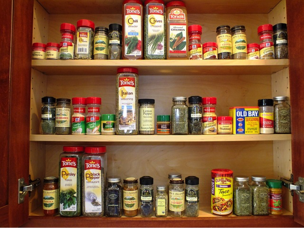 A well-organized kitchen cabinet