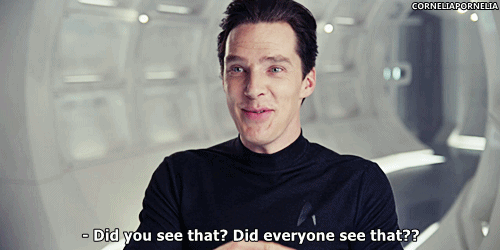 GIF of Benedict Cumberbatch saying "Did you see that? Did everyone see that??"