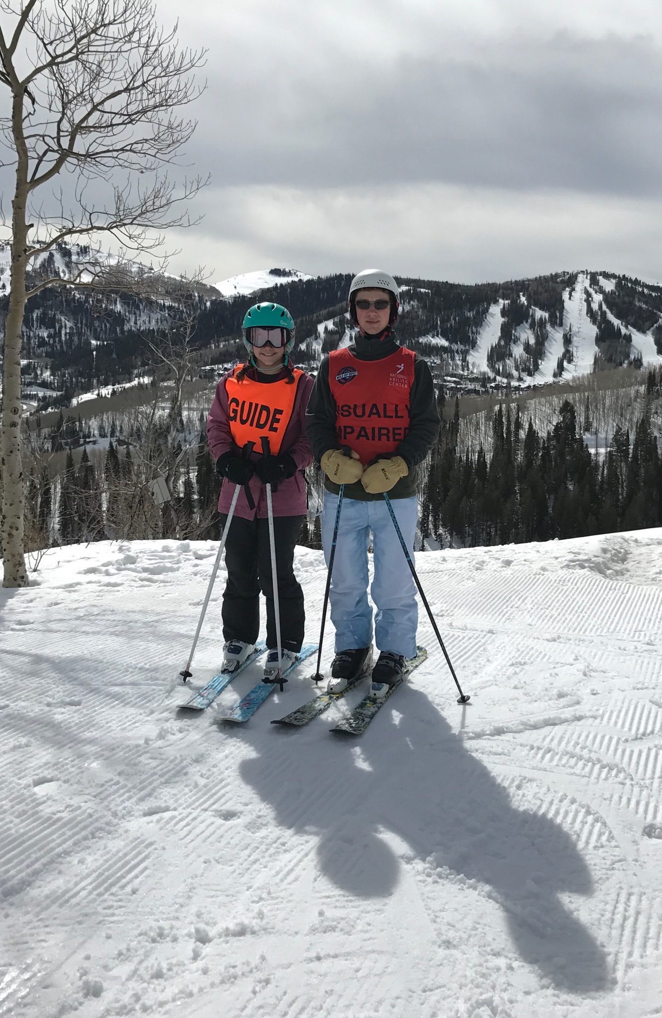 Louie skiing in Utah with his sister