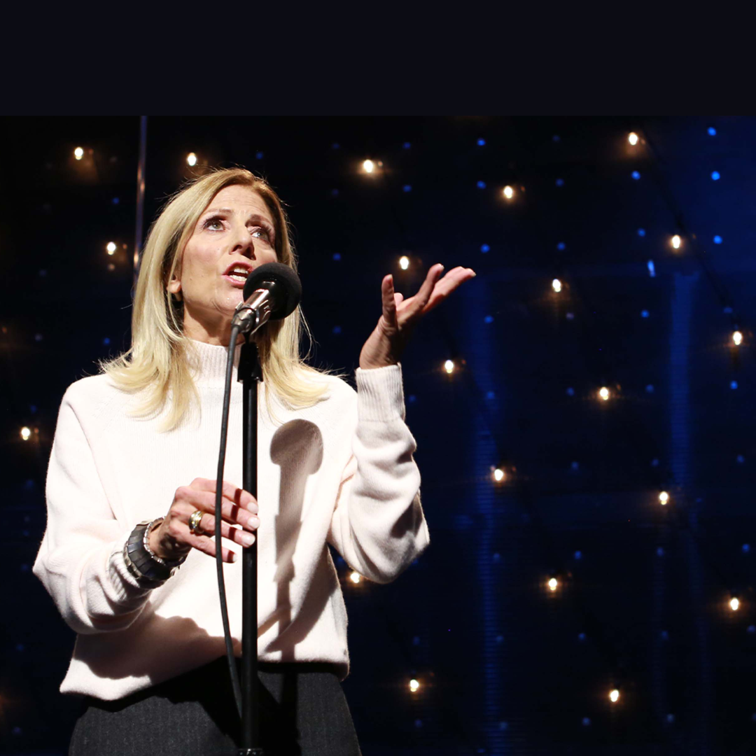 Deafblind writer and public speaker Nina Livingtone speaking at the WGBH 